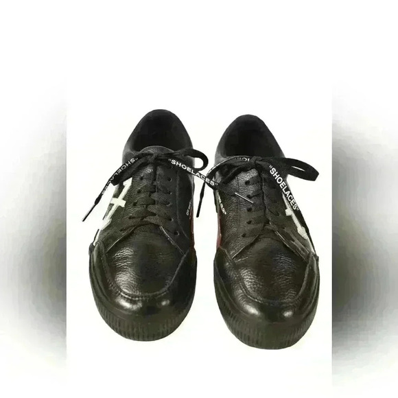 OFF-WHITE Black White Leather Virgil Abloh Vulcanized Low Sneakers  36EU 6US - Picture 4 of 9